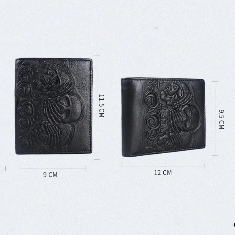 Fashion Cool Leather Punk Gothic Skull Cross Clutch Wallet with Chain Womens Deck Pocket Coin Wallet Mo 250317