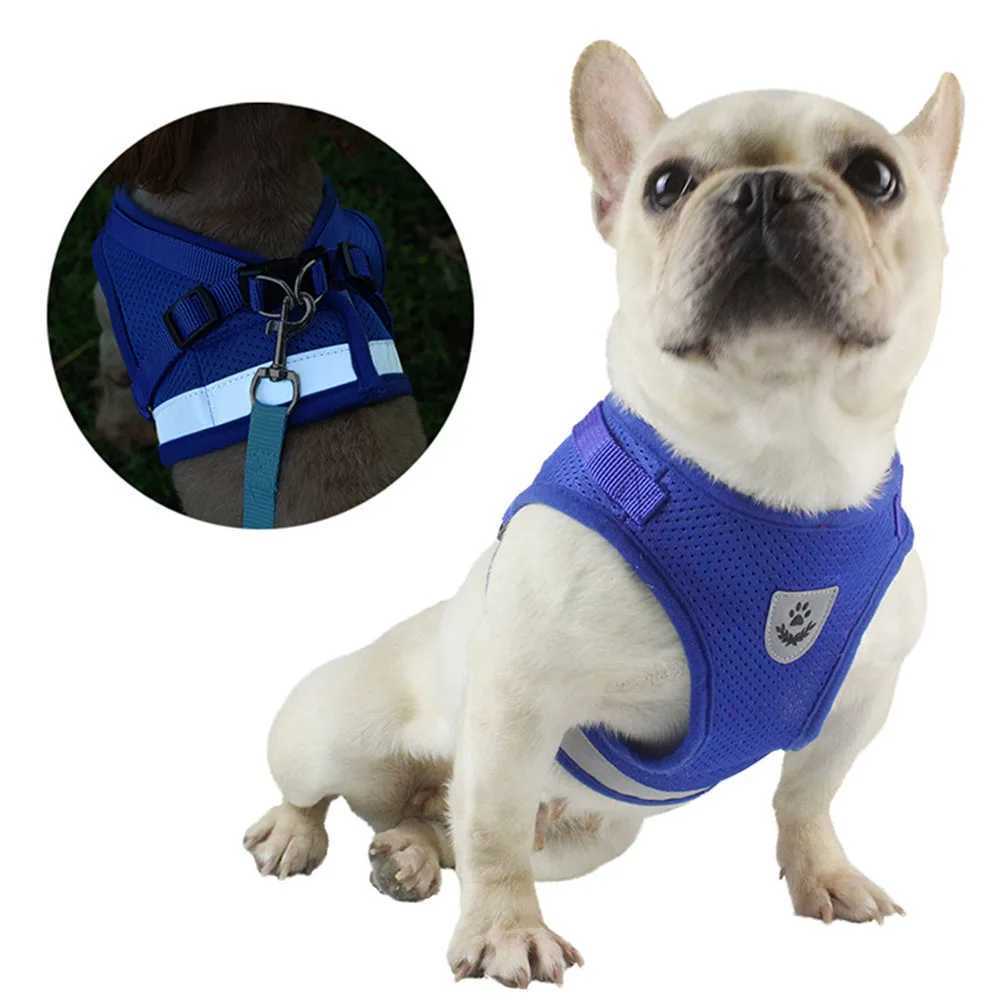 Reflective cat harness and belt set nylon mesh cat and dog vest harness LED pet clothing for small dogs and bulldogsT250318