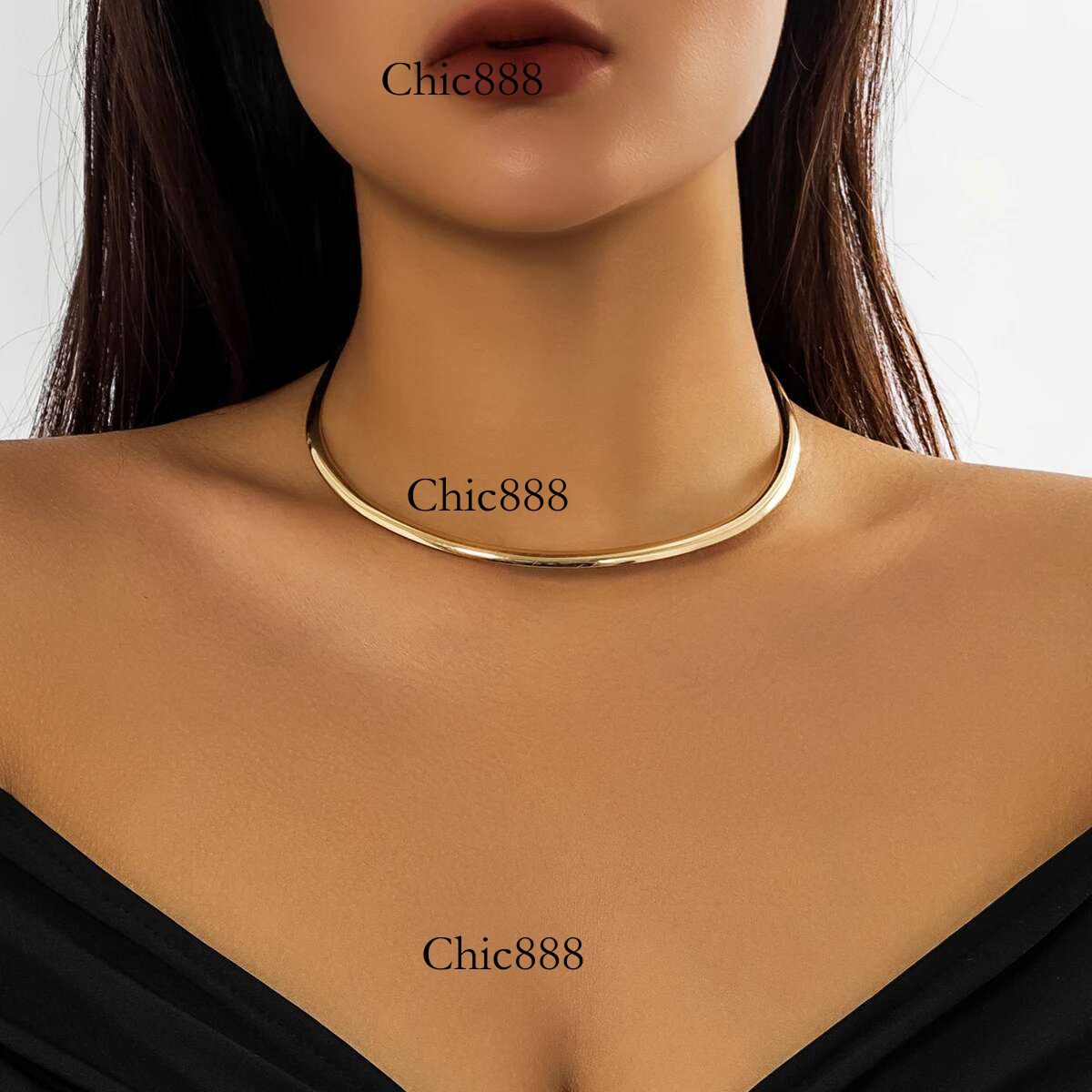 IngeSight.Z Punk Smooth Metal Round Torques Choker for Women Simple Gold Color Collar Necklace Party Jewelry Gift