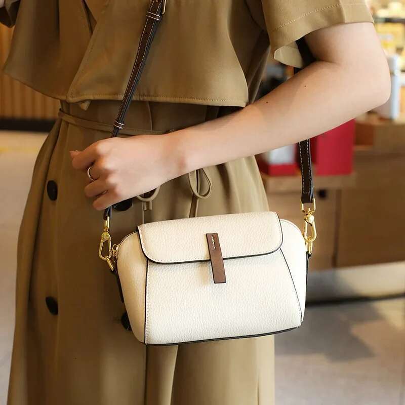 2024 Handbags Genuine Leather Women Shell Bags High Quality Single Shoulder Female Soft Small Crossbody Bag Gray