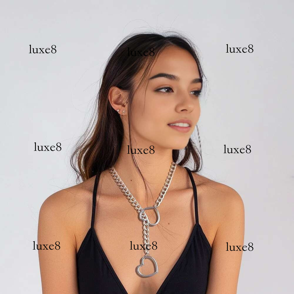 Heart Slip For Women Punk Rock Long Chain Choker Necklace Gifts Adjustable Goth Jewelry