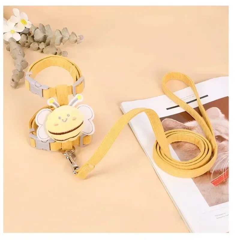 Cute bee themed adjustable harness and belt set suitable for small to medium-sized pets perfect for outdoor adventures!T250318