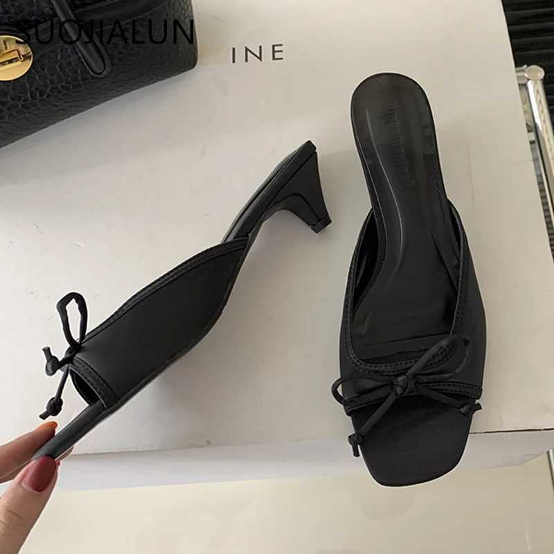 SUOJIALUN 2024 Summer New Warm Sliding Fi Open Toe Sliding Womens Elegant Sliding Square Midsole Dress Sandals Y250317