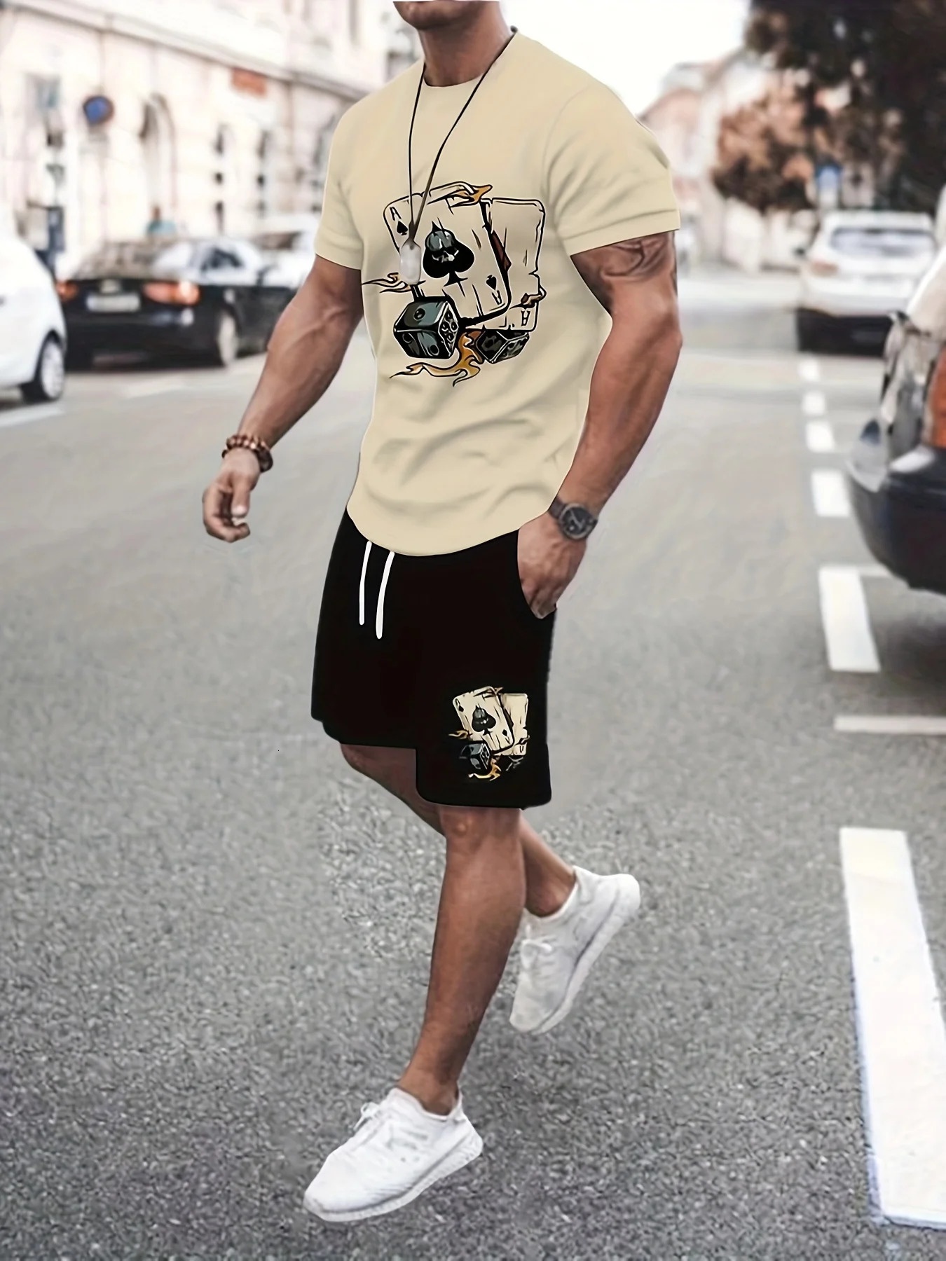 2-piece 3D Cartoon Rabbit Print Mens T-shirt Shorts Set Summer Casual Everyday Short Sleeve Top Outdoor Street Sports Shorts 250318