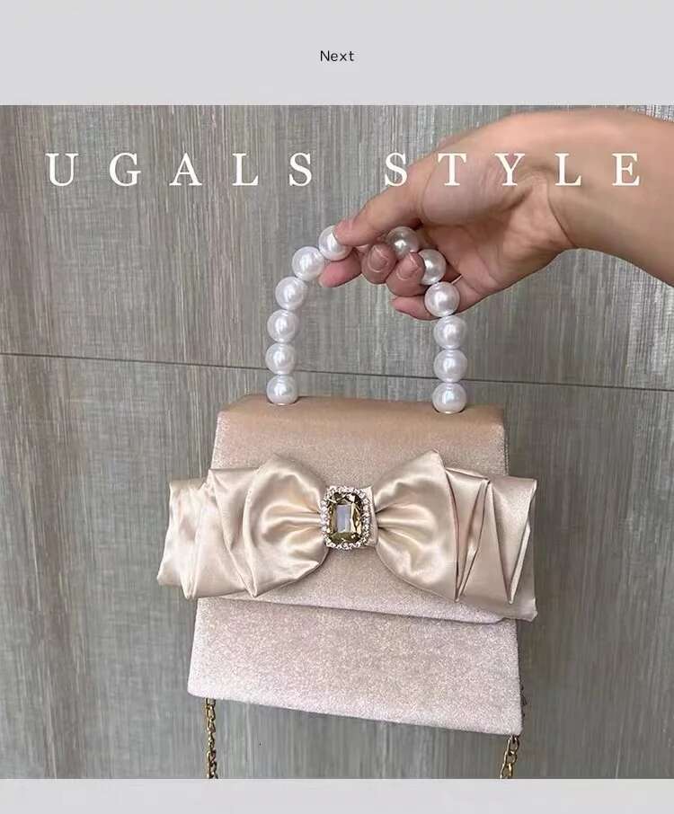 Veet Square Satin Bow Knot Women's Handbag Glitter Dias Evening Wedding Party Clutch Purse Shoulder Bag