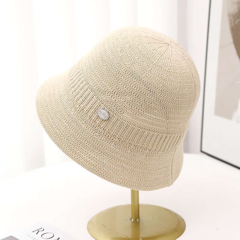 2024 New Women's Casual Fashion Sunshade Striped Hollow Bucket Thin Soft Breathable Knitted Hat