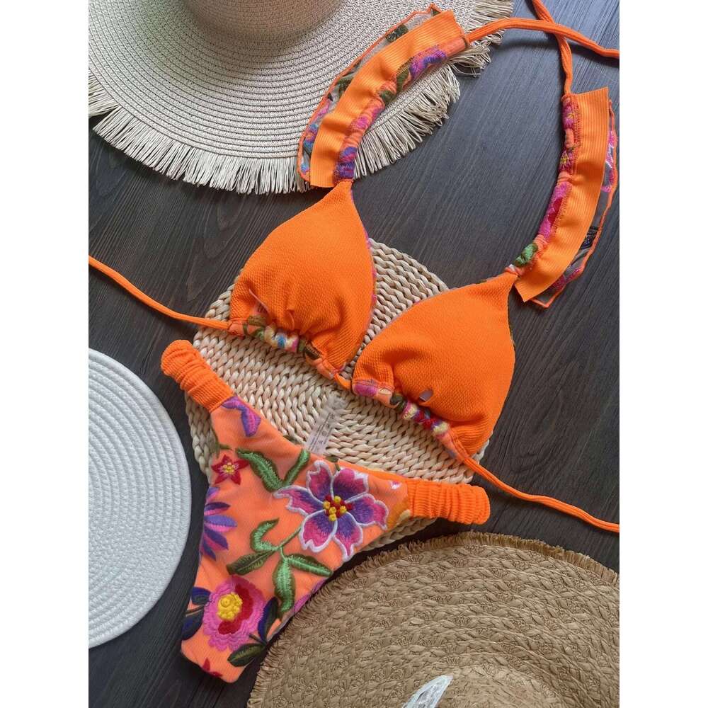 Ruotonsept 2024 new sexy handmade embroidered bikini set women's swimsuit triangle swimsuit Brazilian swimsuit bikini