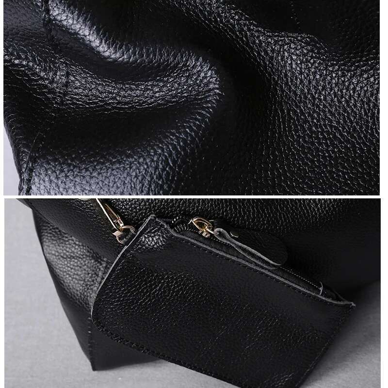 Genuine Women Casual Tote Female Simple Fashion Handbag Lady Cowhide Leather Daily Use Shoulder Shopping Bag