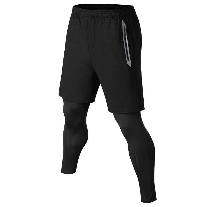 Mens Sports Trouser 2 In Compression Training Legging Breathable Joggers Zip Pockets Running Double Deck Fitness Gym Pants W250318