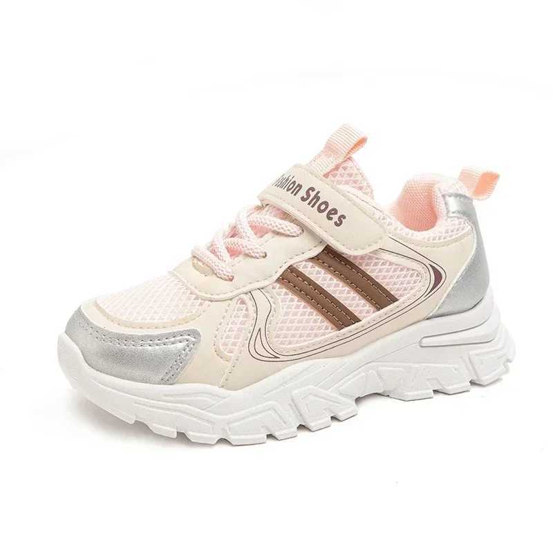 Childrens sports shoes mesh breathable childrens running shoes thick soft sole trend 2024 fashion new student sports shoes hook and loopXJ250318