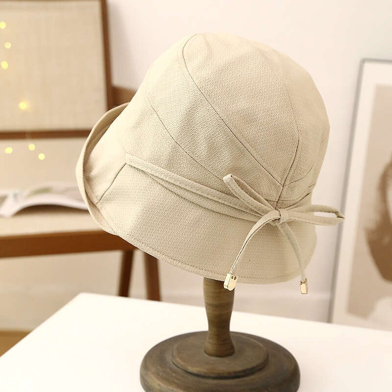 Hat children's Korean version lace up fisherman spring and summer temperament, rolled edge dome sunshade basin hat, looks small on the face