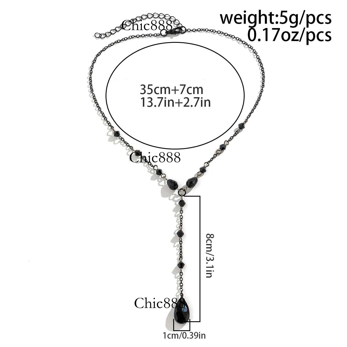 Goth Black Water Drop Crystal Chest Chain Necklace for Women Collares Vintage Sexy k Choker Y2K Halloween Jewelry Accessories