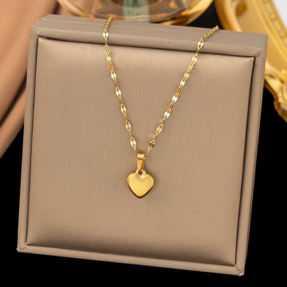 ASONSTEEL Sweet Romantic Heart Pendant Necklace For Women Stainless Steel Metal Gorgeous Wedding Gift Y2K Jewelry W250318