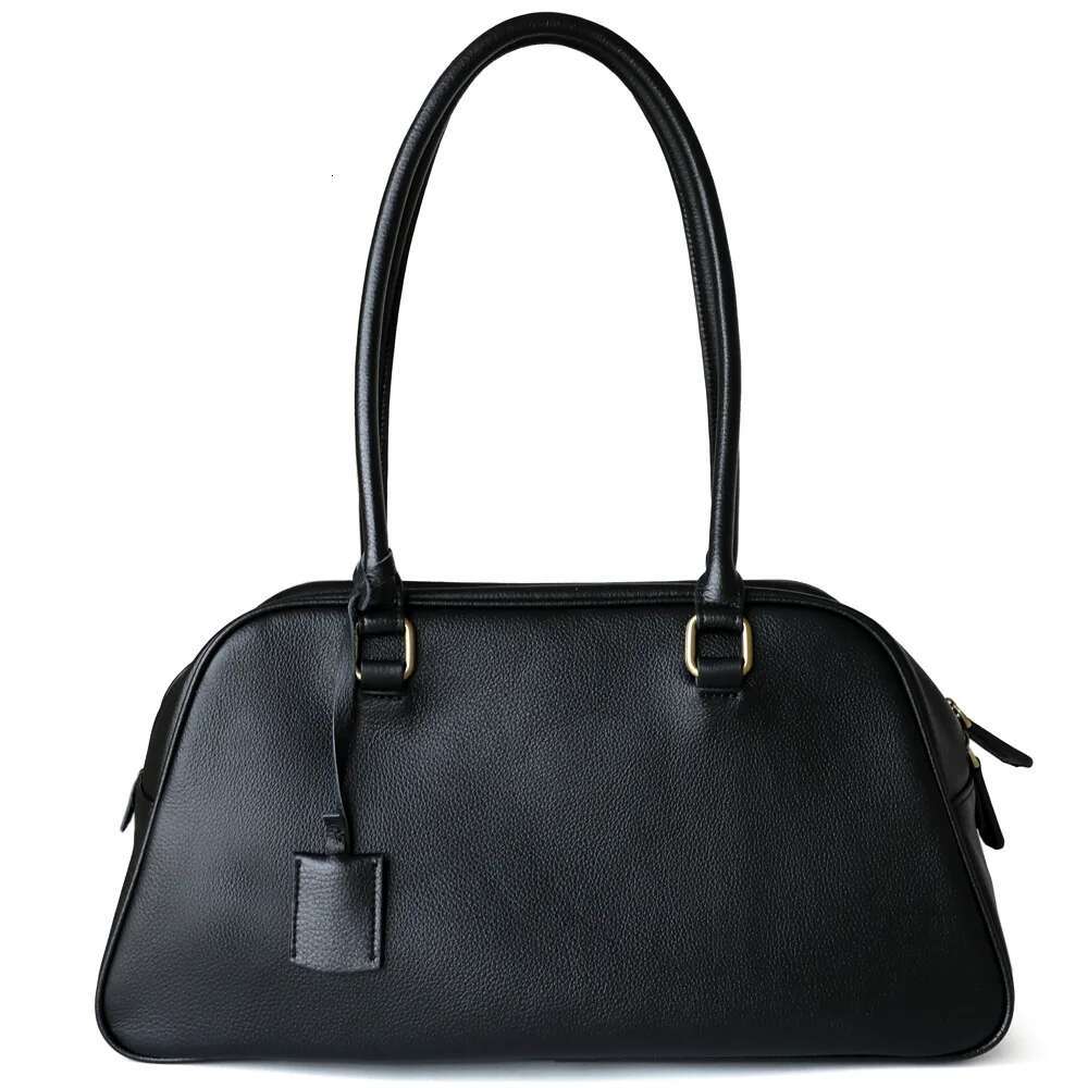 New Winter Genuine Women Large Retro Bags 2024 Cowhide Leather Commute Handbags High Quality Simple Shoulder Bag Brown