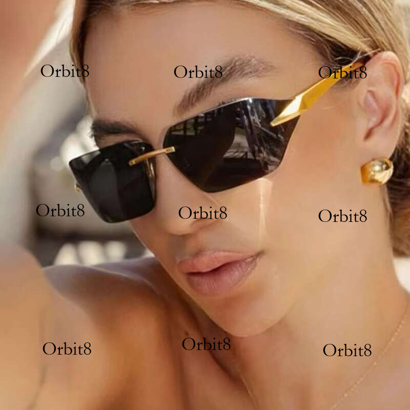 Retro Irregular Rimless Sun Glasses Women Brand Designer Men Brown Lens Shades Eyeglass UV400 Trendy New Arrival Sunglasses