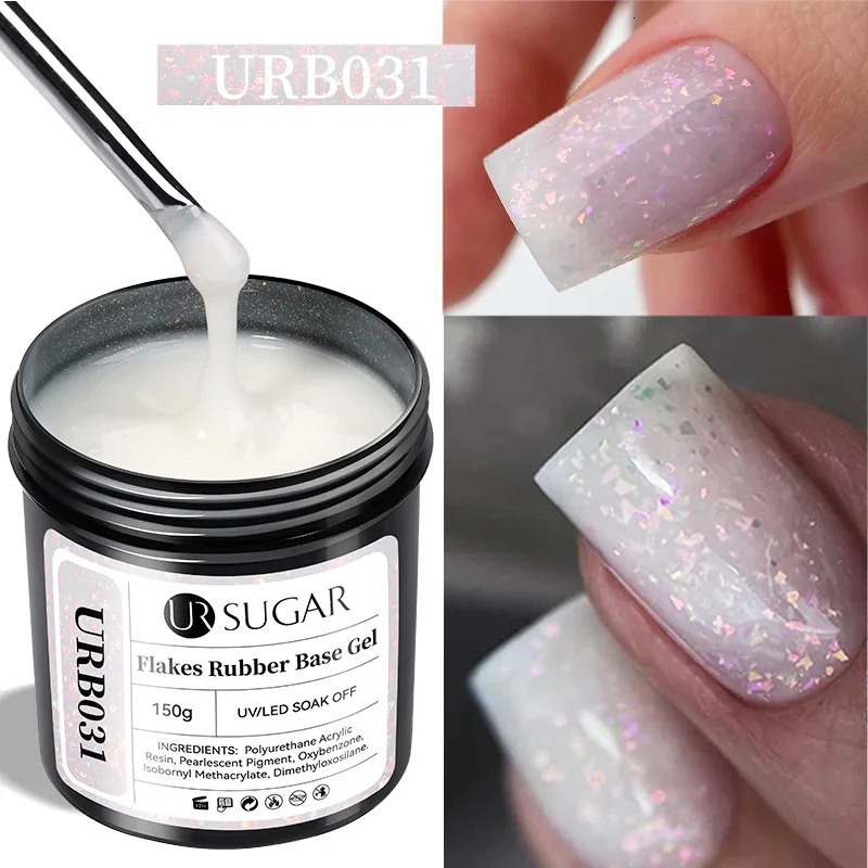 UR SUGAR 150g Rubber Base Gel Nail Polish Sparking Aurora Glitter Rubber Varnish Soak Off Semi permanent UV LED Gel Manicure 250314