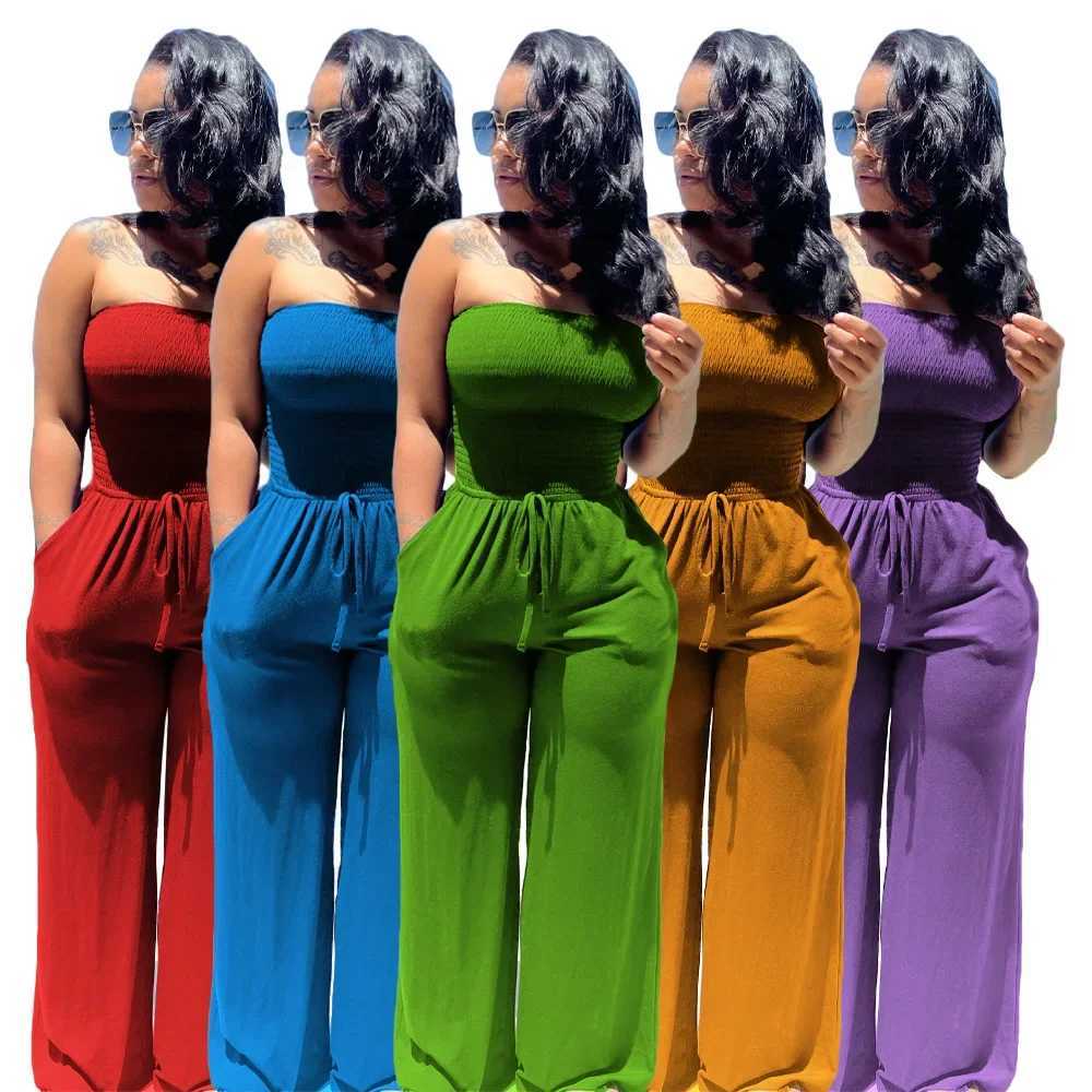 Summer sexy tube top wide leg jumpsuit for women fashionable and casual loose jumpsuit for women X250318