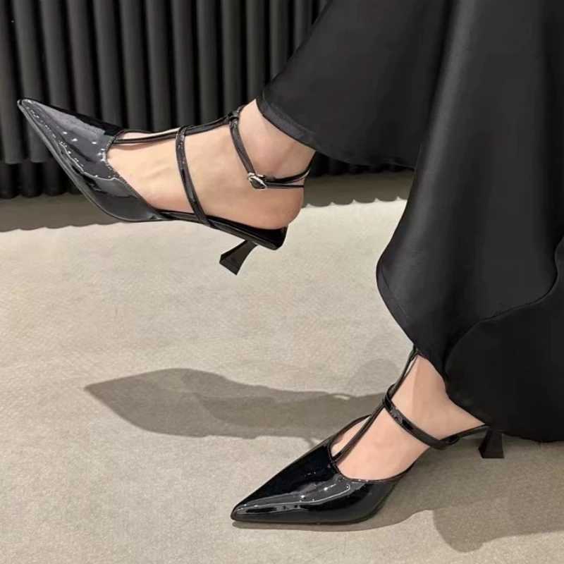 New Summer fi flexible pointed toe solid color banquet sandals shoes sexy slim heel casual high heels Y250317