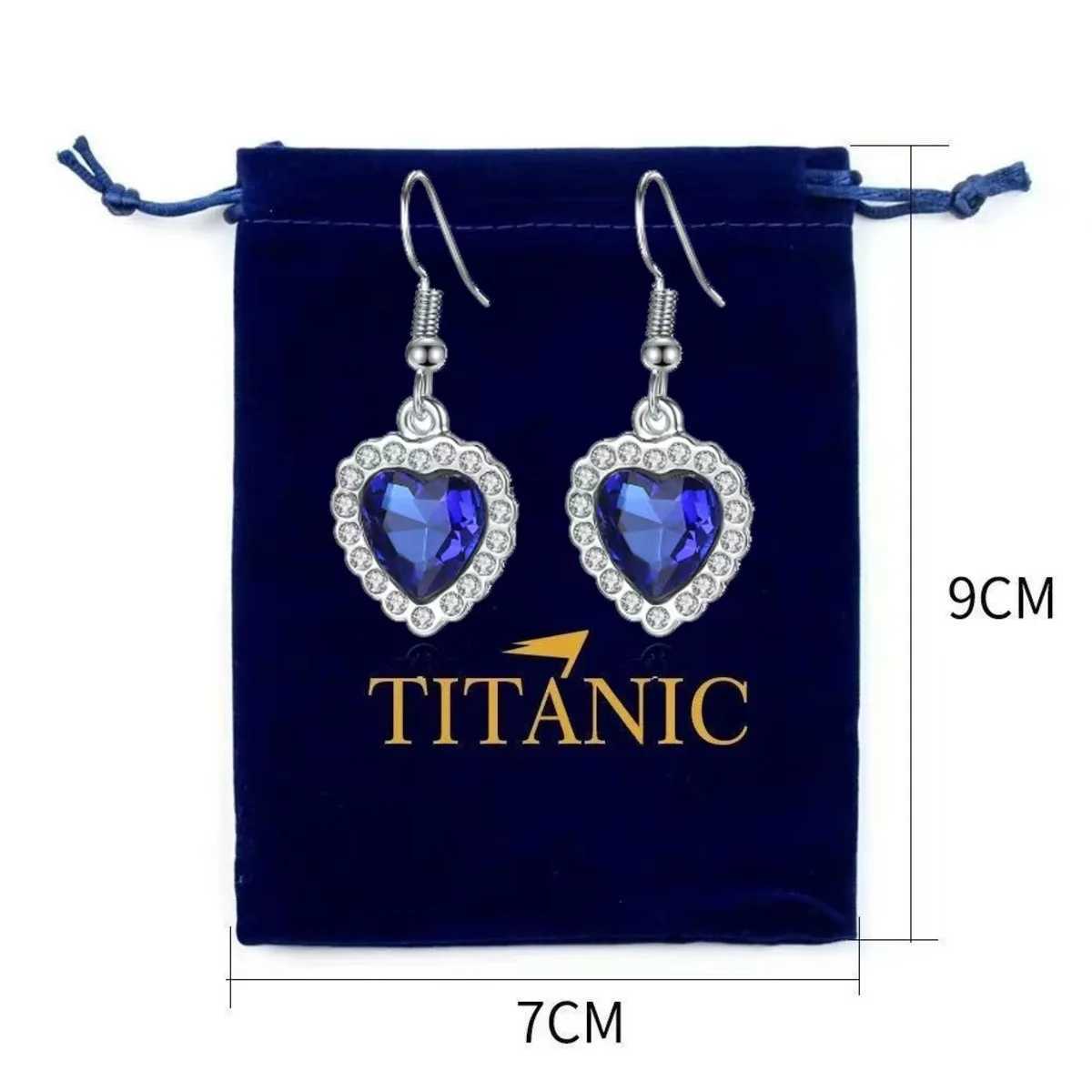 Heart of the Ocean Titanic Blue Pendant Necklace+Velvet Bag New Fashion Flash All Diamond Eternal Love Red Sweater Chain W250318