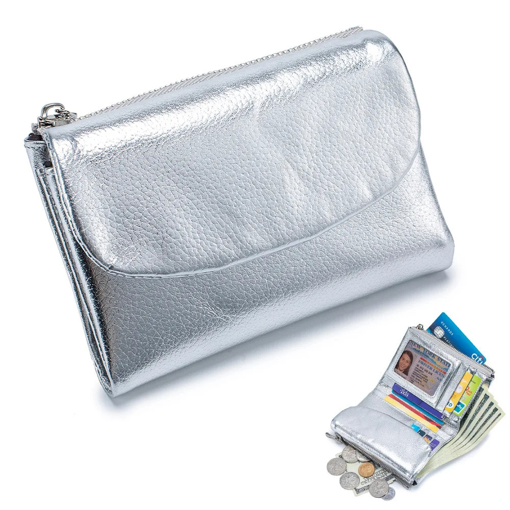 Short Genuine Leather Purse Women for Coins and Cards Soft Real Cow Leather Wallet Mini Ladies Clutch Money Bag 250317