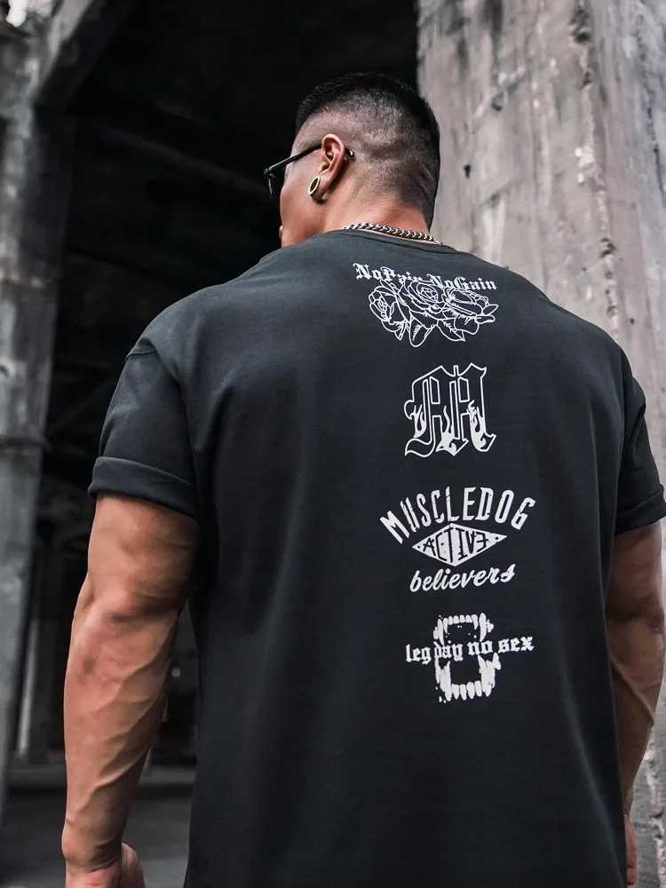 Trendy Fitness CBUM Short Sleeved Mens Summer Loose Large Cotton GYM T-shirt Trendy Half SleevesT250318