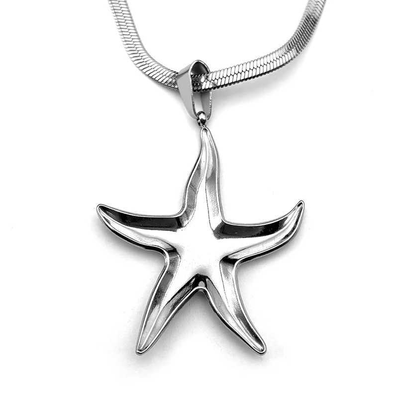Fashionable starfish pendant necklace mens stainless steel silver creative womens hip-hop necklace W250318