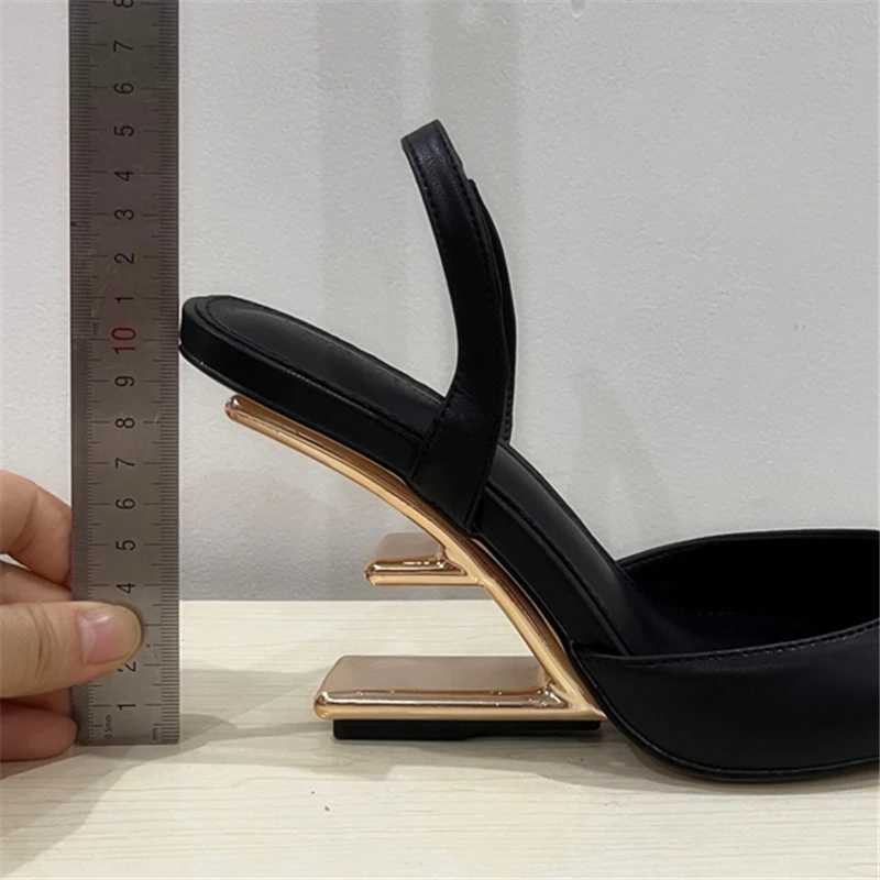 Wen Pumps Pointed Toe Letter Strange High H Elastic Back Dress Shoes 2025 New Gladiator Sandals Fem Wedge Y250317