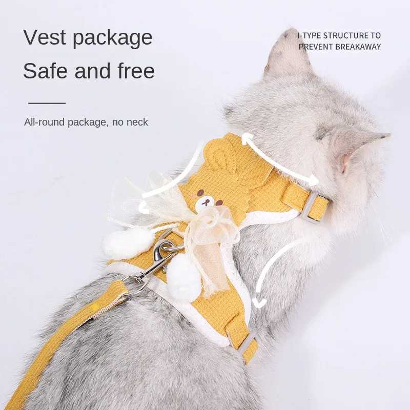 Strap up bow dog with cat towing rope anti breakage special adjustable vest cat chain walking rope hanging ball box backT250318