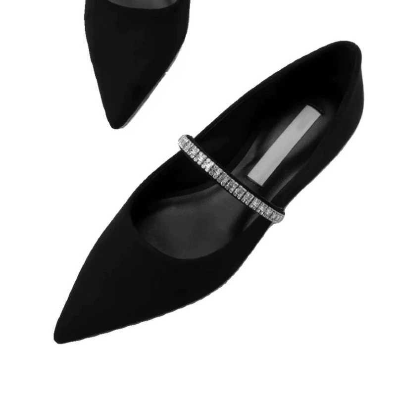 Rhine Pointed Toe luxury shoes Wen Chic denim Mary Janes shoes Flats womens elegant black low H pump shoes new Y250317