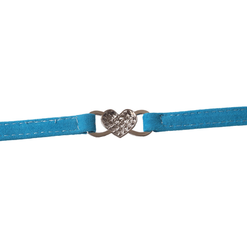 Suede Cat Collar with Metal Heart Inlaid with Rhinestones Decoration, Bell Kitten Collar, Adjustable Cat Collar for Boy Cats, Girl Cats with Safety El