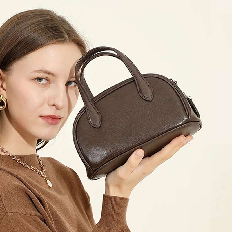 Toptrends Cow Genuine Leather Bowg Small Tote Handbags For Women 2025 Designer Purses Ladies Shoulder Crossbody Bags