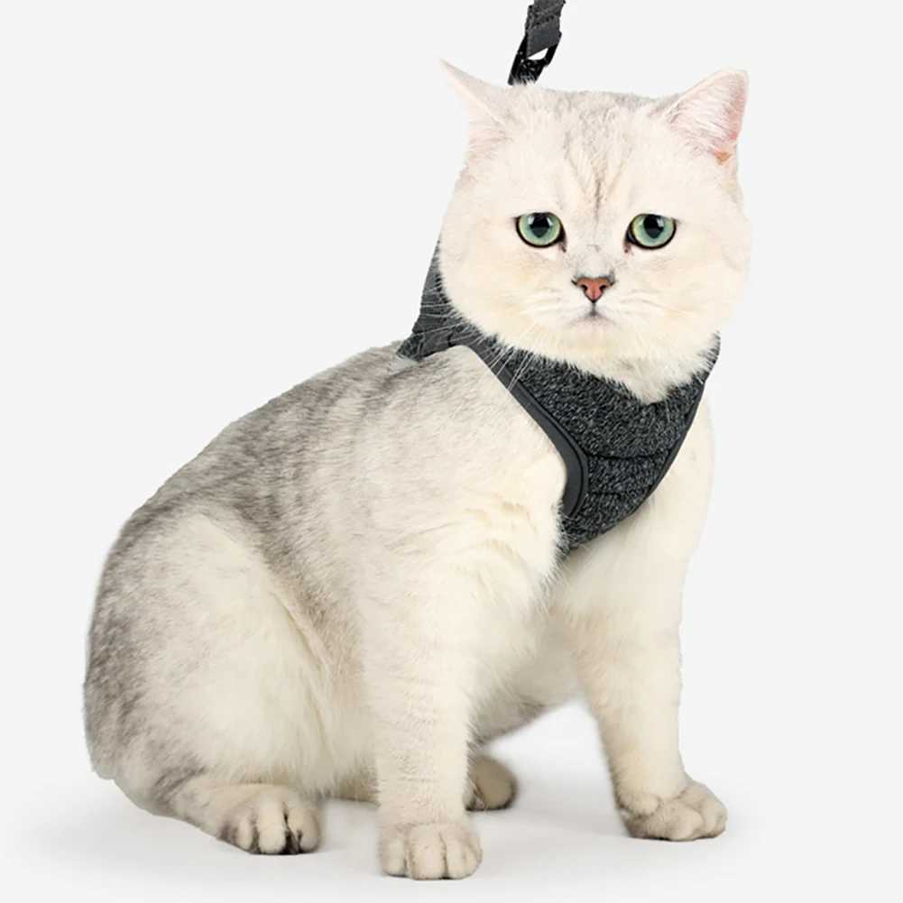 Cat harness and belt used for walking escape soft and adjustable pet vest used for cats light puppies and dog harnessesT250318