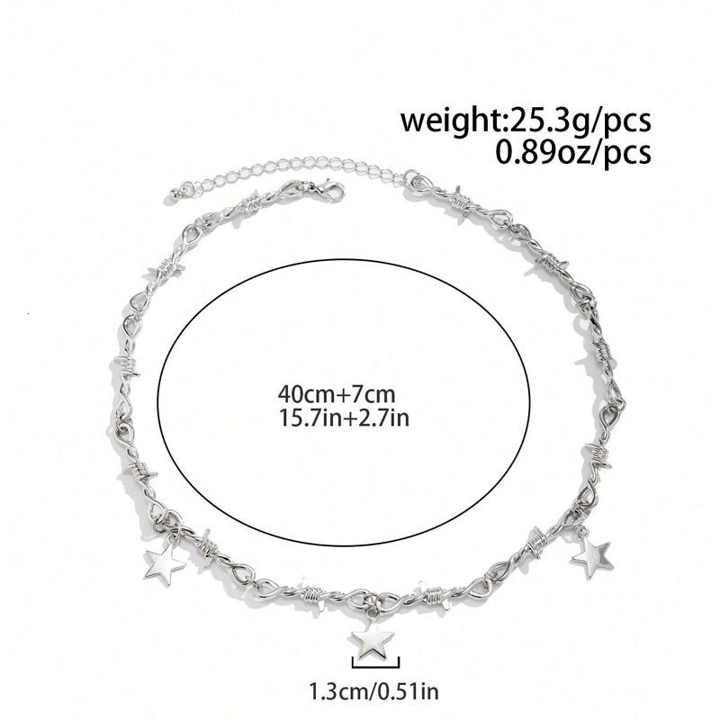 Hip Hop Thorn Patchwork Necklace Unisex All-in-one Alloy Lock Pendant Necklace Jewelry