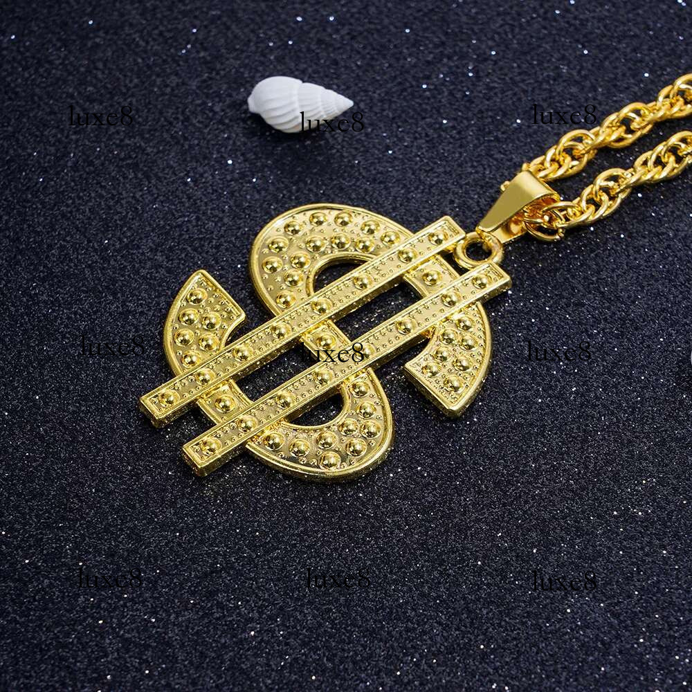 Fashion Golden Plated Hip Hop Rock Stainless Steel US Money Sign Pendant Necklace Mens Women Jewellery Gift