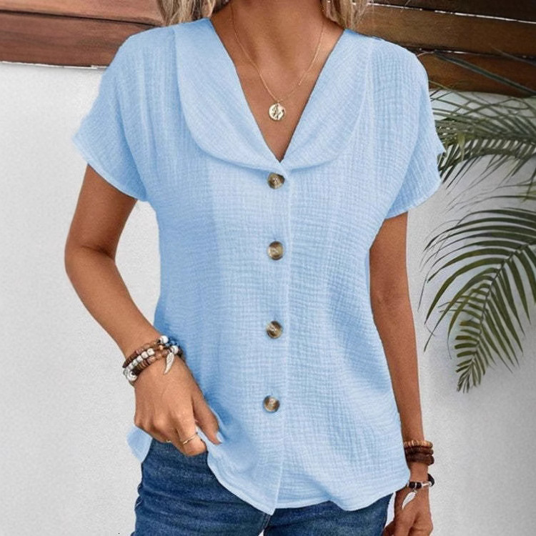 2025 new women's summer short sleeved cotton top casual shirt ddmySept
