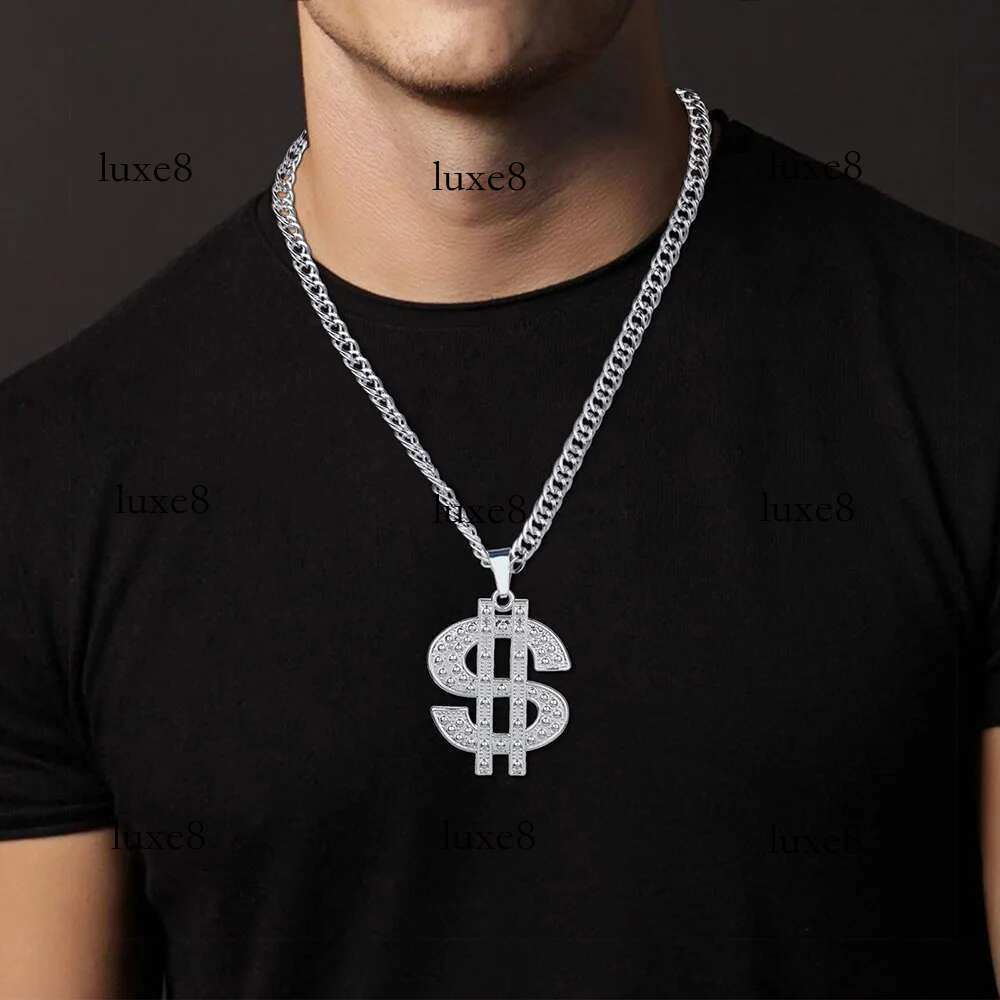 Fashion Golden Plated Hip Hop Rock Stainless Steel US Money Sign Pendant Necklace Mens Women Jewellery Gift