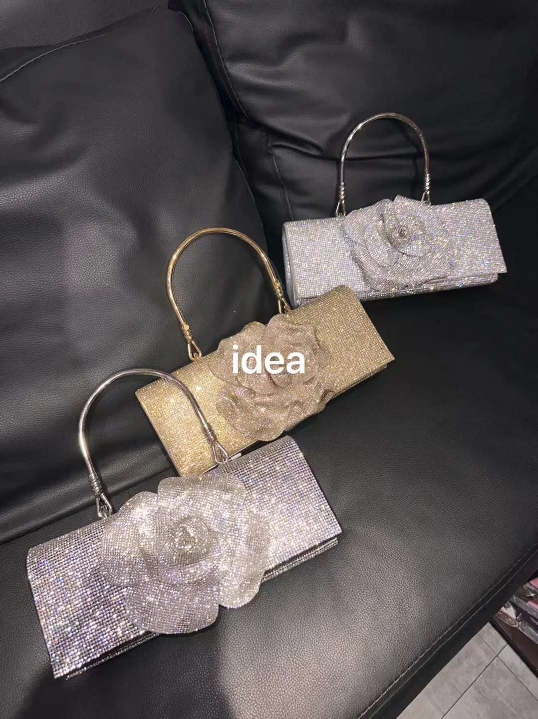 Glitter Dia Ral Square Women Handbag Rhies Evening Wedding Party Clutch Purse Shoulder Crossbody Bag
