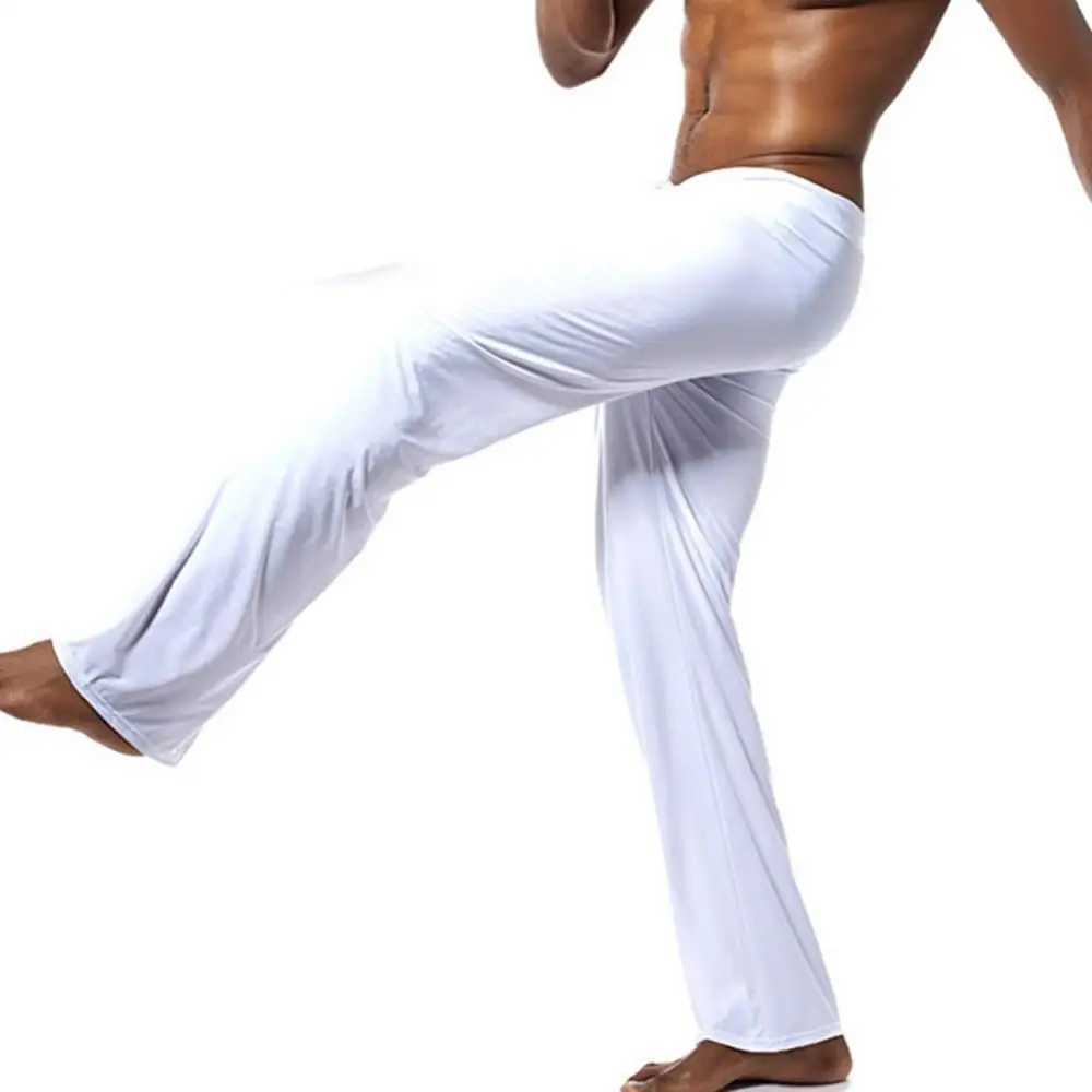 Mens Casual Solid Color Low-waisted Drawstring Loose Pants Running Yoga Trousers W250318