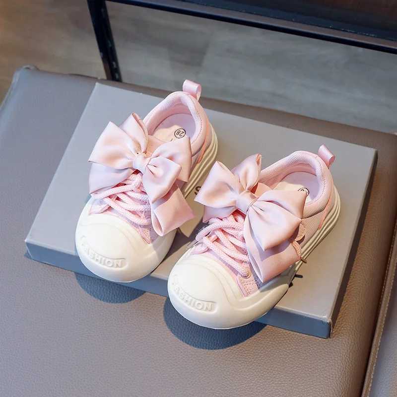 Girls Sports Shoes with Butterfly Knots Children Non-slip Thick Bottom Sneakers Kids Hook and Loop Casual Running Sneakers W250318