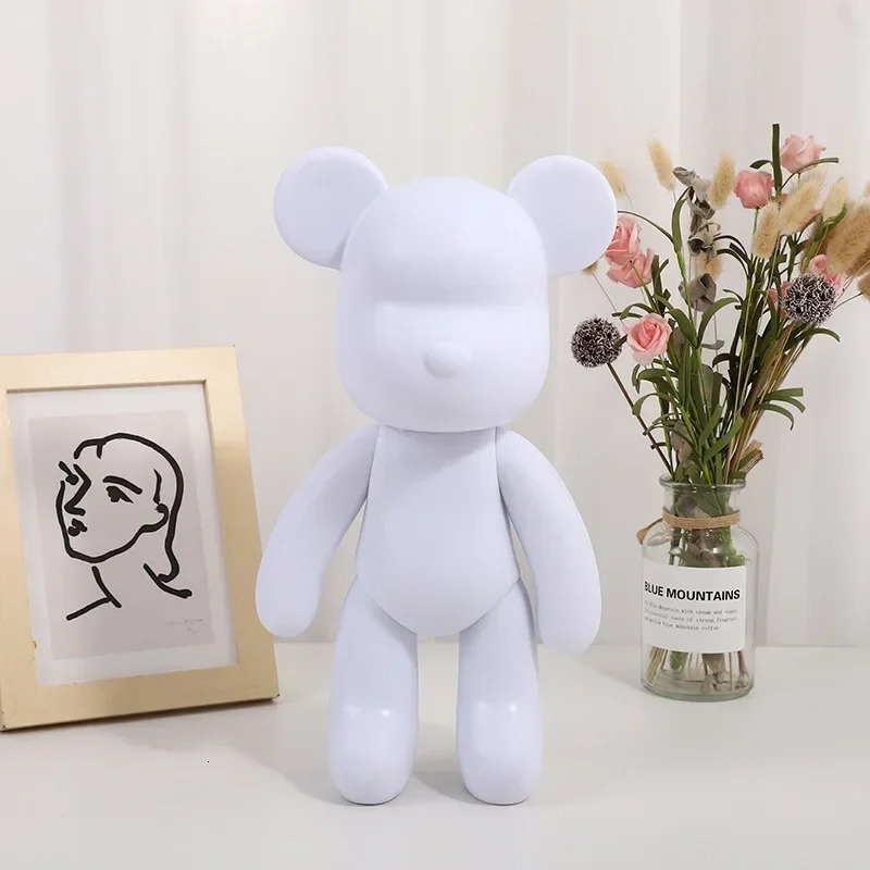 DIY paint fluid rabbit shaped handmade doll toy white vinyl bear sculpture home decoration table accessories 250318