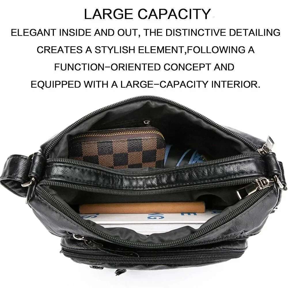 Casual KISMIS New Large-Capacity Shoulder Washed Leather Crossbody Bag, Fashion Simple Mom Bag for Women ,