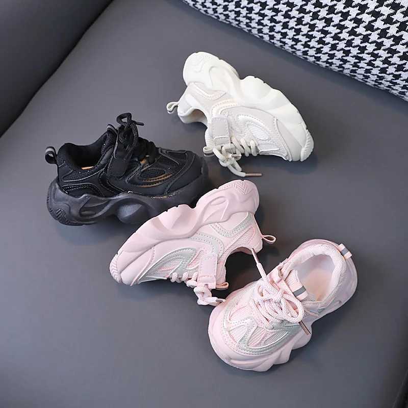 2025 Spring and Autumn Childrens Casual Shoes Childrens Sports Shoes Soft and Breathable Mesh Running Shoes for Boys and Girls Beige Black PinkXJ25031
