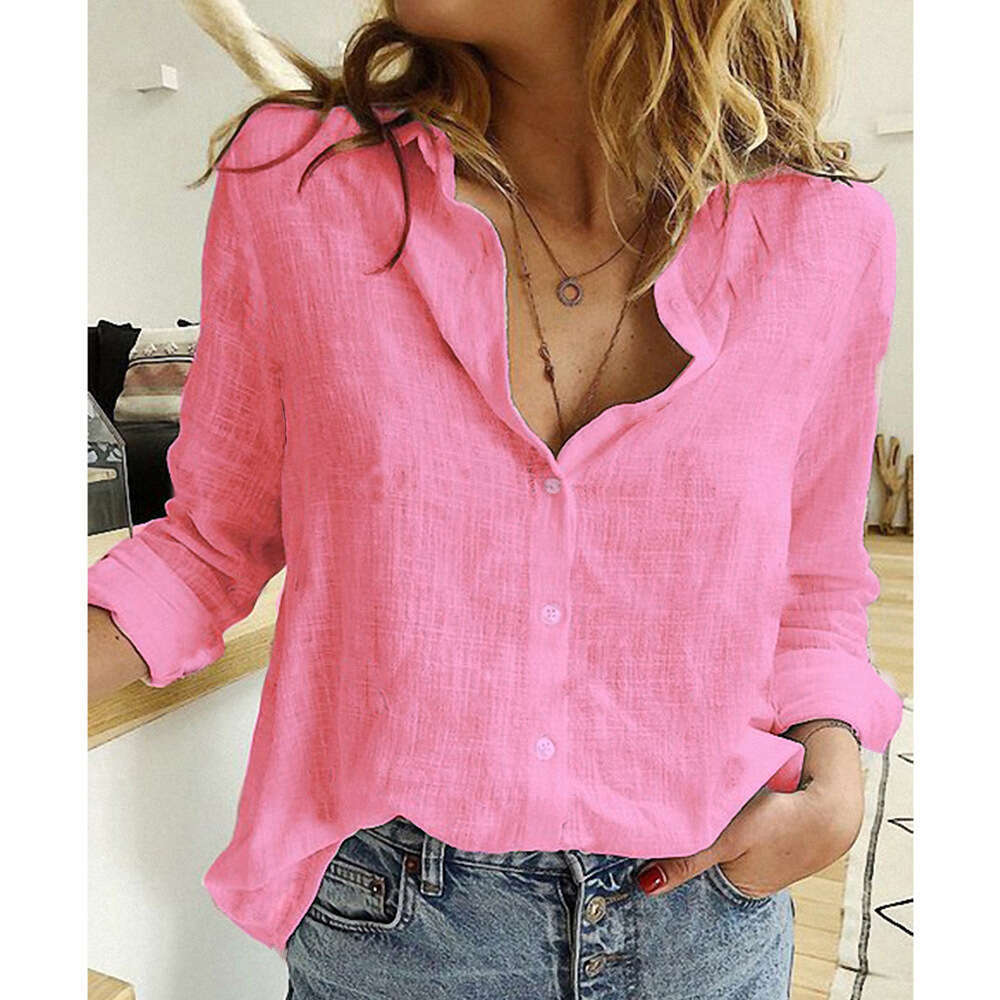 2020 Spring and Autumn Yamason Casual Loose Sleeve Linen Shirt Large Women's Wear