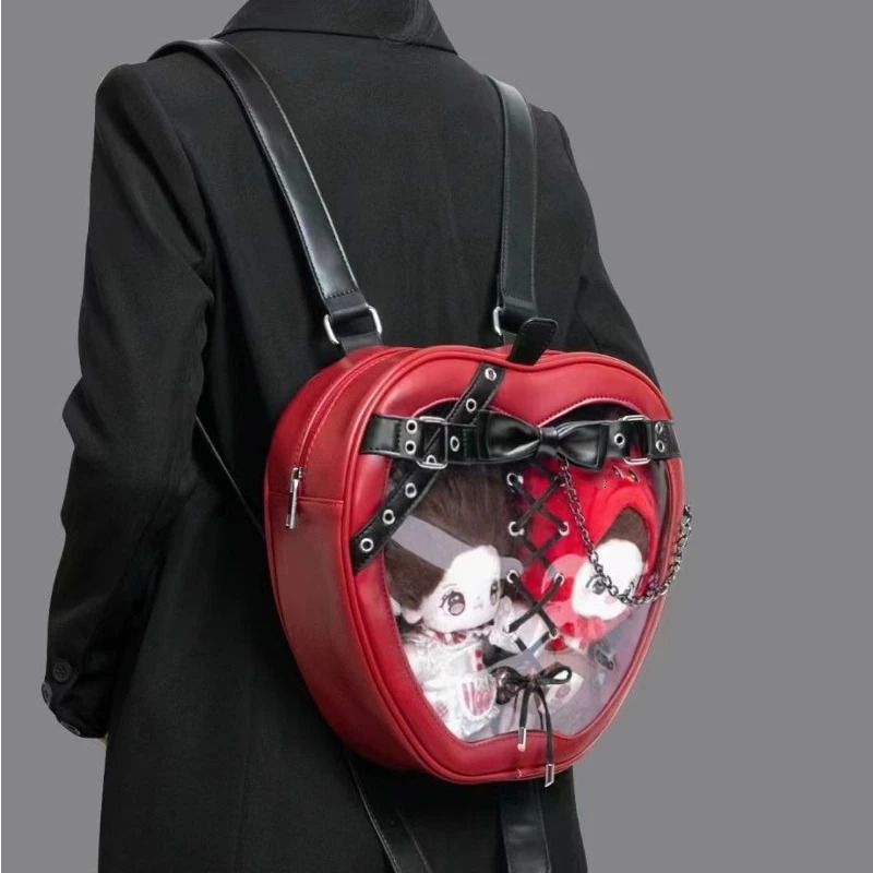 Personality All Match Chain Bow Belt Backpacks Transparent Y2k Aesthetic Girls Jk Bag Women Harajuku Bandage Ins Ita Bags Trendy 250318