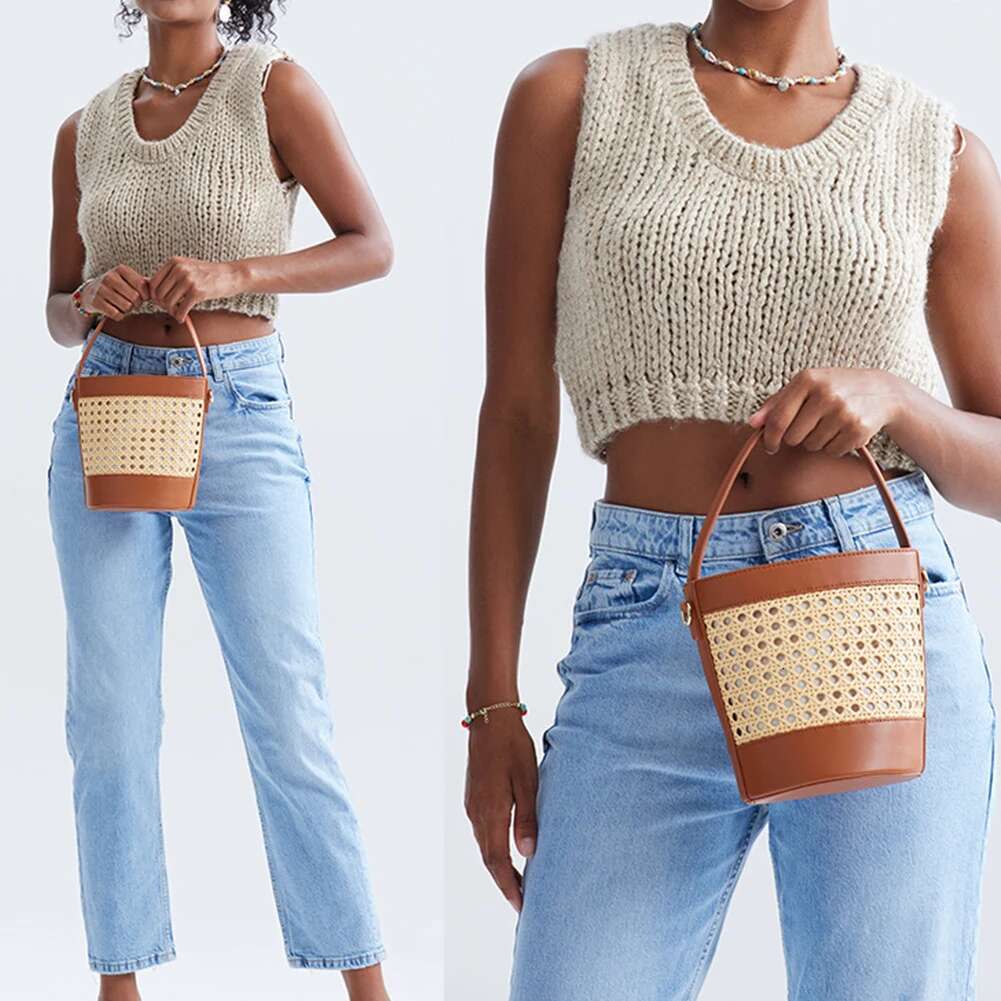 Summer Hollow Shoulder PU Leather Vacation Trendy Crossbody Bag Holiday Travel Handbag