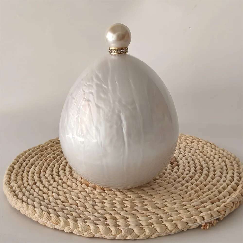 White Ball Women Trendy Acrylic Evening Clutch Glitter Marble Purse Banquet Party Prom Handbag Pearl Long Chain Pro Beach Bags