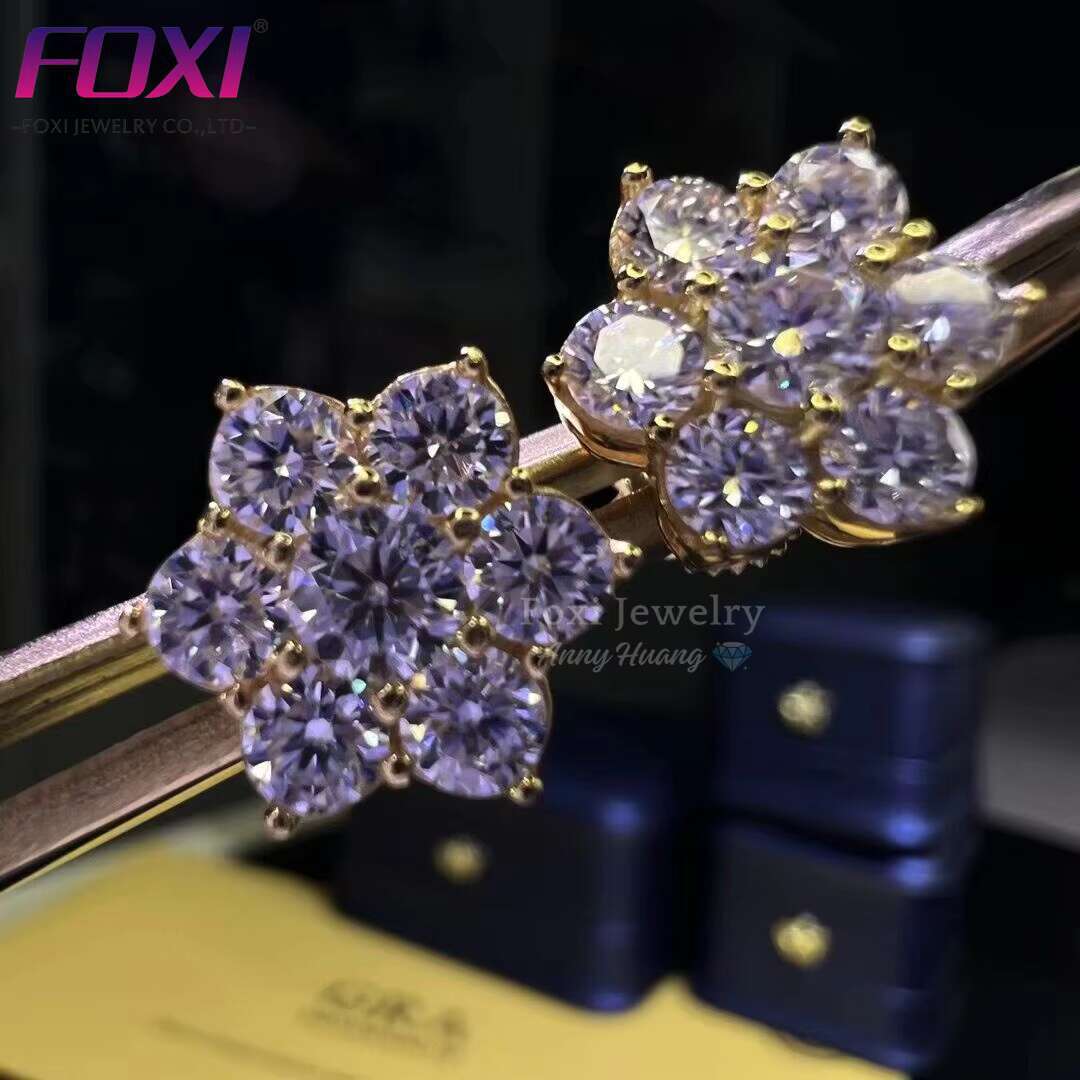 Best Selg Screw Back wer Stud Solid Sier D Color Cluster VVS Moissanite Dia Earrings Men GRA