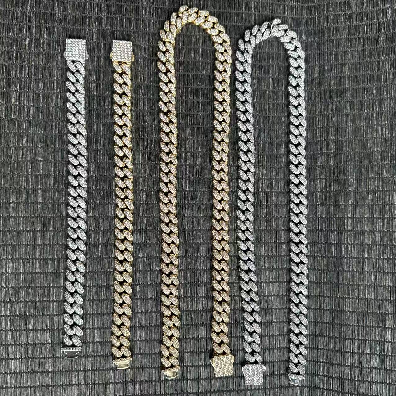 Luxury 24mm Moissanite Cubic Zirconia Necklace with K-Prong Setting & Cuban Chain