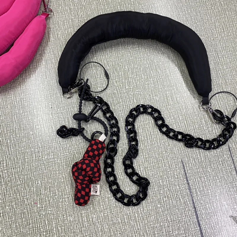 1Pc Knitted Small Bag Extension Belt Wrist Bag Colorful Pull Button Case Shoulder Strap Korean Fashion Bag Pendant Accessories 250318