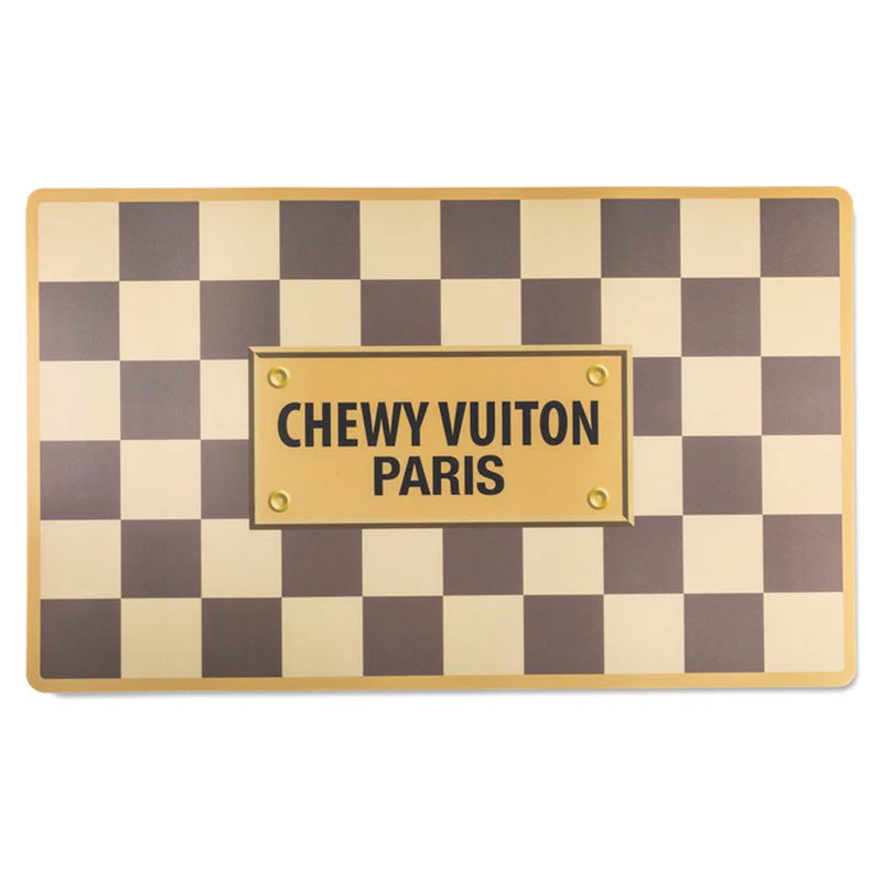 Pet PU Mat Checker Mat Pet Rice Bowl Drink Water Dog Bowl Placemat Waterproof Placemat 2 Colors